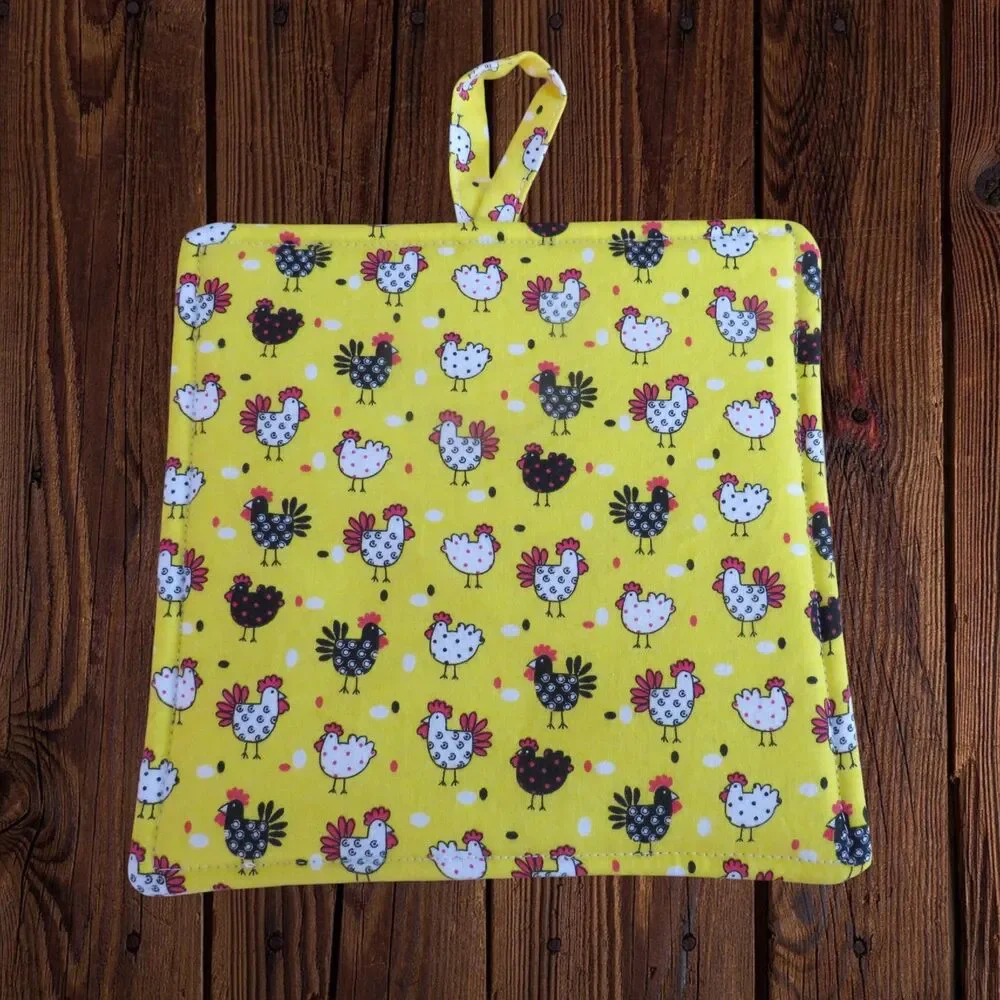 Handmade Potholder, Little Chickens